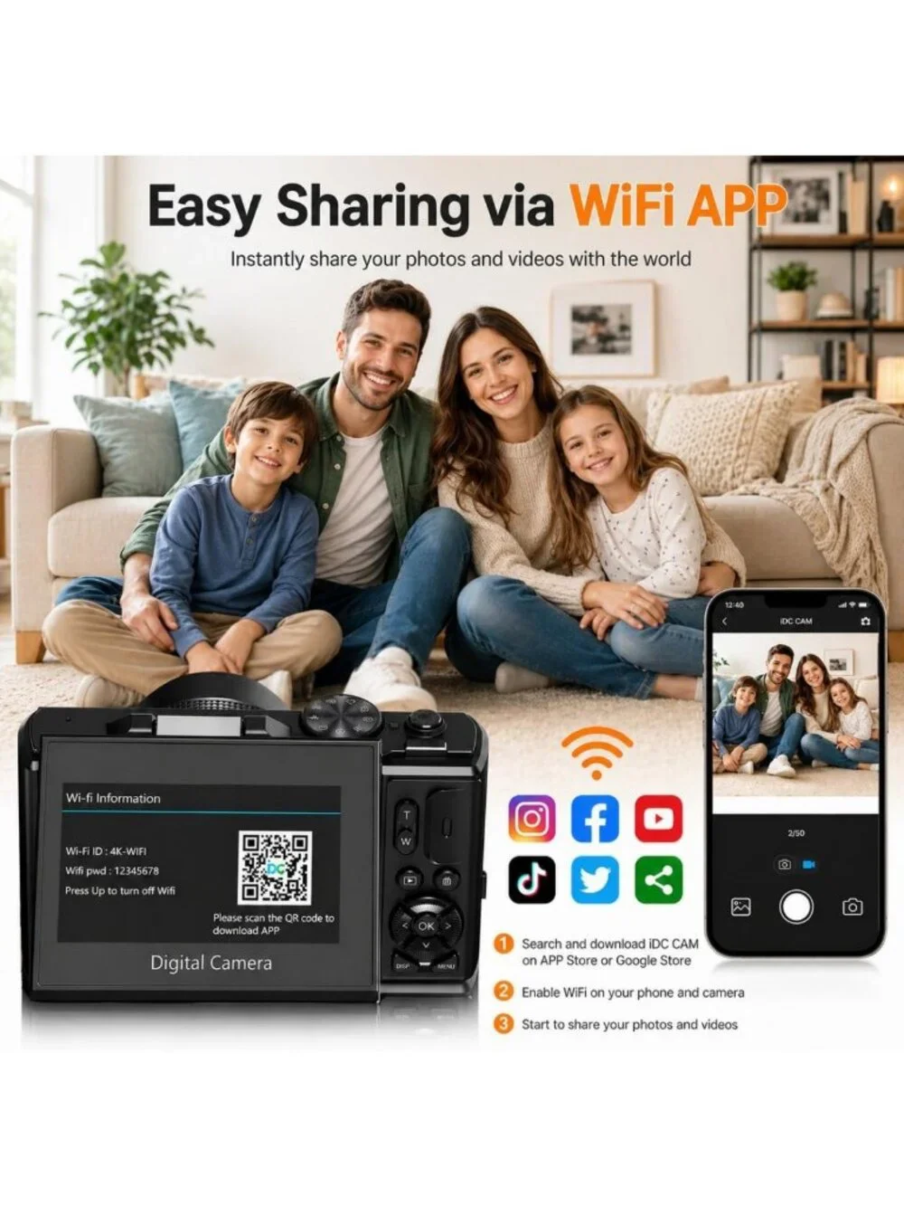 4K Digital Camera, 64MP Vlogging & Photography Camera for YouTube Content